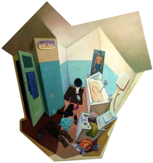 Portrait on a Single Man, shaped painting by Paul Critchley