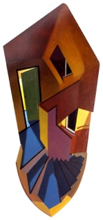 shaped painting "Empty Light"  by Paul Citchley 200 x 90 cm