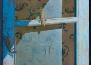 Triptych, The Life Outside, oil painting, open detail
