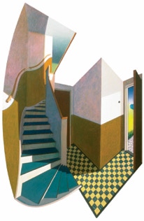 shaped painting "The Open Door"  by Paul Citchley 180 x 122 cm