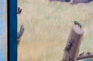 Triptych, The Life Outside, oil painting, open detail