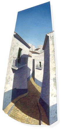 Deserted Streets, construced, shaped oil painting by Paul Critchley