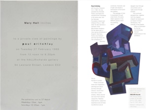 Invite card to exhibition by Paul Critchley at HallRichards Gallery, London