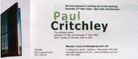 Invite card, solo exhibiiton at Wendy Levy Gallery, Manchester 2008