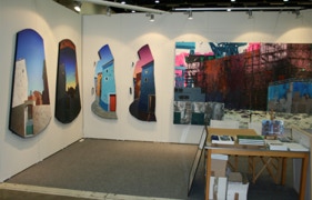 Stand view Art Helsinki 2013 with paintings by Paul Critchley and Sasja Hagens