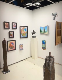 Stand view, Paul Critchley's paintings at the Affordable Art Fair Amsterdam, with Galerie Honingen