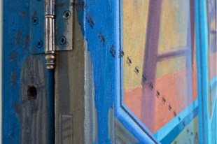 Triptych, The Life Outside, oil painting, closed detail