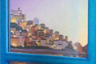 Triptych, The Life Outside, oil painting, closed detail