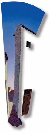 Side Street, shaped oil painting by Paul Critchley