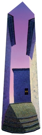 shaped oil painting by Paul Critchley 'The Occupied House'