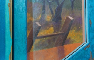 Triptych, The Life Outside, oil painting, closed detail