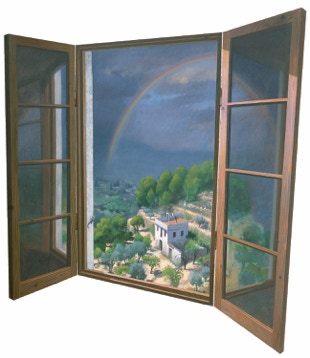 Triptych painting by Paul Critchley 'Towards The End Of Summer', open