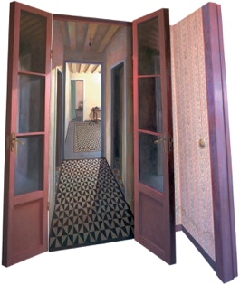 Barcelona 93 412 7987 / The Caller ~ oil on canvas on hardboard, triptych 178 x 151 cm  byPaul Critchley, open