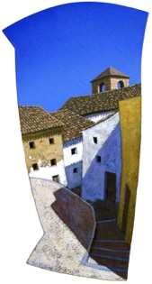The Bell Tower, shaped painting by Paul Critchley