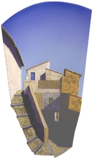 The Blue Door, shaped painting by Paul Critchley