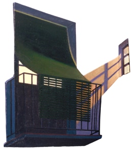 Lighted Windows shaped oil painting by Paul Critchley