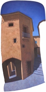 Old Gateway to the Village, shaped oil painting by Paul Critchley