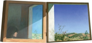 Diptych oil painting 'Lost In Thought' by Paul Critchley at Art Miami 2002, with Portals Ltd gallery from Chicago