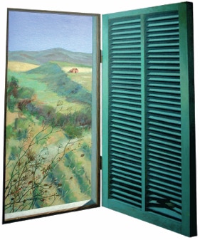 Diptych oil painting 'Wild Wind' by Paul Critchley at Art Miami 2002, with Portals Ltd gallery from Chicago