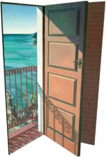 Shaped painting, 'A Door With A View' by Paul Critchley
