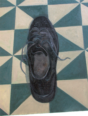 Shaped painting by Paul Critchley 'A Foot In The Door'