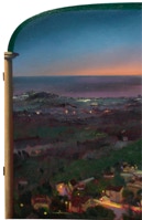 Painting by Paul Critchley 'Por Los Archos De "El Cautivador"'  62 x 161 cm ~ oil on canvas on hardboard, closed left panel