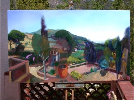 Painting 'Can Lado' by Paul Critchley, in progress 16 August 2003, 1