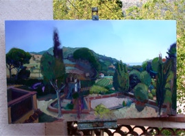 Painting 'Can Lado' by Paul Critchley, in progress 15 August 2003, 2