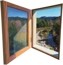 shaped, diptych painting by Paul Critchley