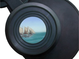 Shaped painting by Paul Critchley 'Coming into Harbour' commissioned by Royal Caribbean International, detail 2