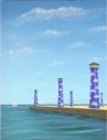 Painting 'The Lighthouse Bulb' by Paul Critchley, commissioned by Royal Caribbean International, detail 1