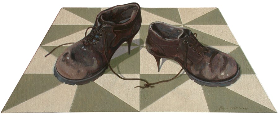 gallery view with paintings by Paul Critchley In Dutch-Art Gallery, Rotterdam