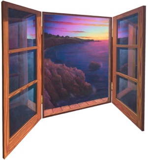 Triptych painting ' Blissful Solitude' by Paul Critchley