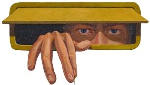 shaped painting by Paul Critchley 'I'm Back!, detail