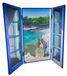 Blue Mood Triptych, 69.5 x 144 cm, open