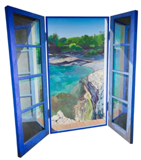 Triptych oil painting by Paul Critchley 'Blue Mood'