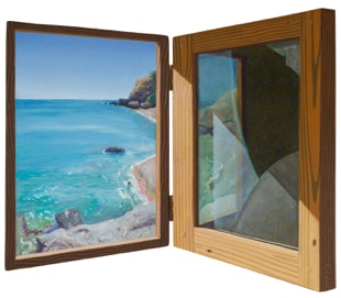   Aurora, goddess of the dawn   Diptych, oil on canvas on hardboard  44.5 x 25.5 cm closed, 44.5 x 51 cm open 