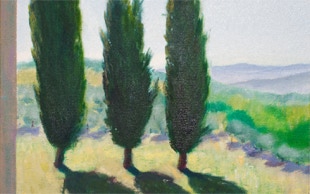 Nature's Sentinels, diptych (detail), oil painting by Paul Critchley