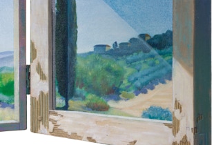 Nature's Sentinels, diptych (detail open), oil painting by Paul Critchley