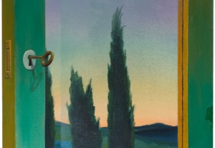 Nature's Sentinels, diptych (detail closed), oil painting by Paul Critchley