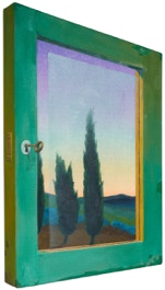   Nature’s Sentinels   Diptych, oil on canvas on hardboard  44.5 x 22.5 cm closed, 44.5 x 51 cm open 