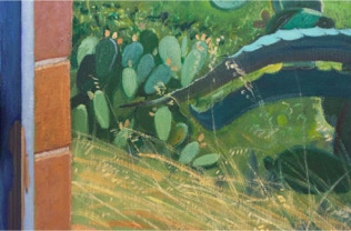 My Prickly Neighbour  - Diptych oil painting by Paul Critchley (open, detail)