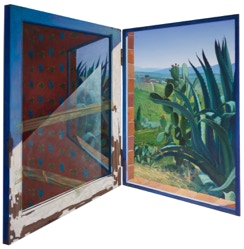 My Prickly Neighbour  - Diptych oil painting by Paul Critchley (open)