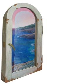 Simplicity : The antidote to a hectic life  Diptych, oil on canvas on hardboard   43 x 20.5 cm closed, 43 x 41 cm open