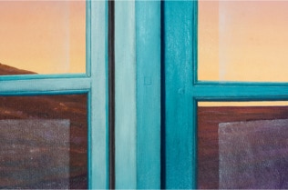 'The Never Ending Waves Mark The Passage Of Time 'Triptych oil painting by Paul Critchley, detail