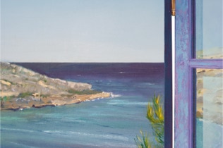 'The Never Ending Waves Mark The Passage Of Time 'Triptych oil painting by Paul Critchley, detail