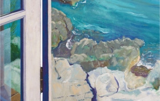 'The Never Ending Waves Mark The Passage Of Time 'Triptych oil painting by Paul Critchley, detail