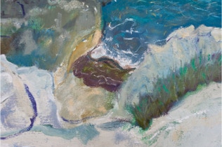 'The Never Ending Waves Mark The Passage Of Time 'Triptych oil painting by Paul Critchley, detail