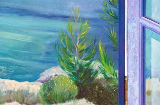 'The Never Ending Waves Mark The Passage Of Time 'Triptych oil painting by Paul Critchley, detail