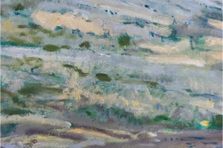 'The Never Ending Waves Mark The Passage Of Time 'Triptych oil painting by Paul Critchley, detail